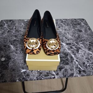 Michael Kors Leopard-Print Logo Ballet Flats - Gold & Brown